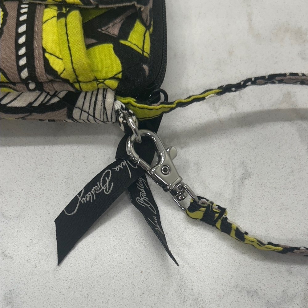 Vera Bradley Yellow and Black Floral Wristlet Retired - Picture 4 of 10